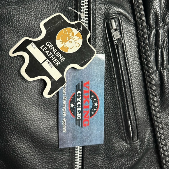 Viking Cycle Women’s Black Leather Motorcycle Jacket NWT Size Medium - Picture 3 of 14